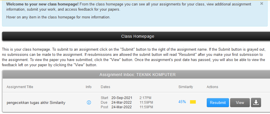 Menurunkan presentasi turnitin